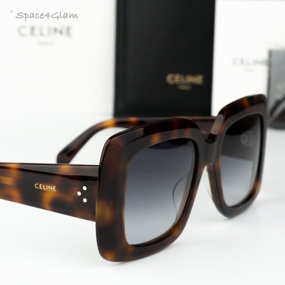 Celine Women Sunglasses Havana Gradient Smoke Geometric CL40263I 3 DOTS 53B NEW - Picture 4 of 11
